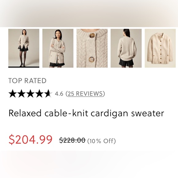 JCrew oversized wool-blend cardigan. New with tags. Size XS. Green. - Picture 5 of 5